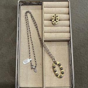 esbe/Sara Blaine - Platinum Pearl Statement Necklace and Ring Set